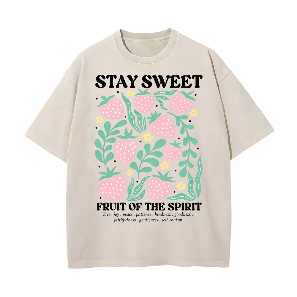 Stay Sweet Strawberry Christian Unisex Washed T-Shirt