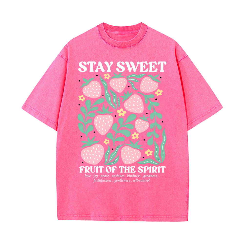 Stay Sweet Strawberry Christian Unisex Washed T-Shirt