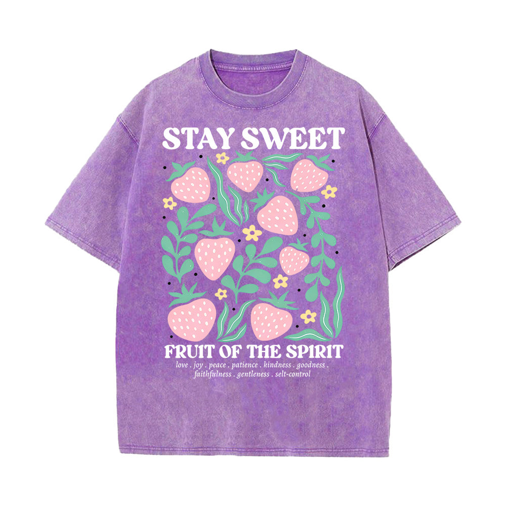 Stay Sweet Strawberry Christian Unisex Washed T-Shirt