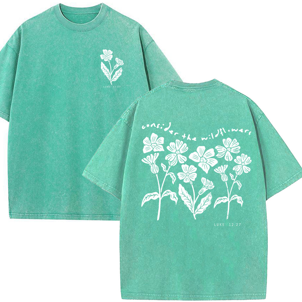 Consider the Wildflowers Christian Unisex Washed T-Shirt