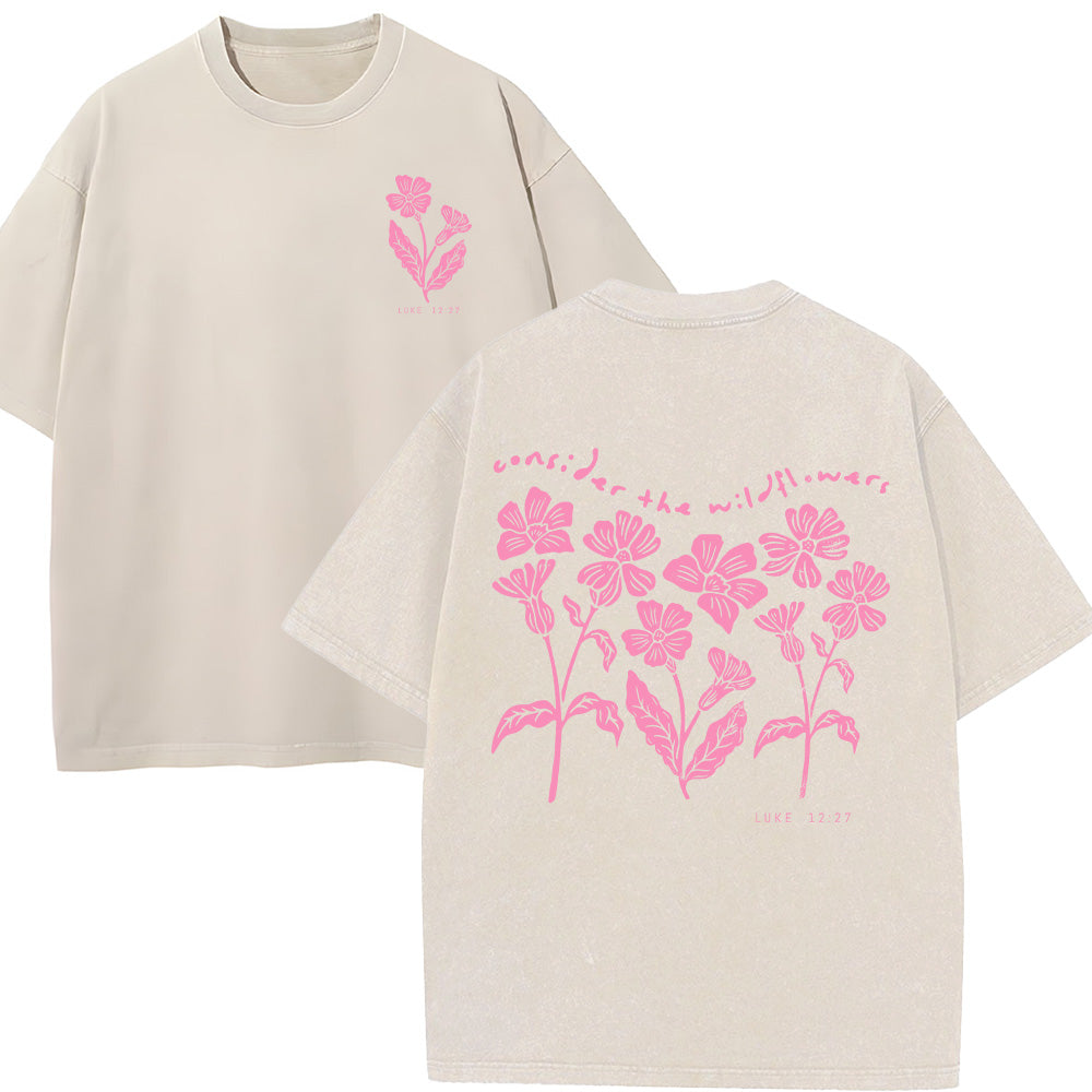Consider the Wildflowers Christian Unisex Washed T-Shirt