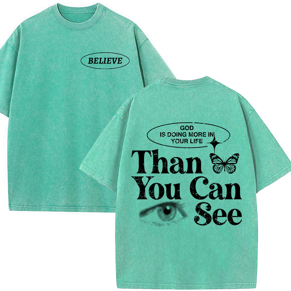 Believe In Faith Graphic Christian Unisex Washed T-Shirt