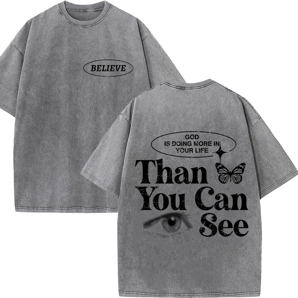 Believe In Faith Graphic Christian Unisex Washed T-Shirt