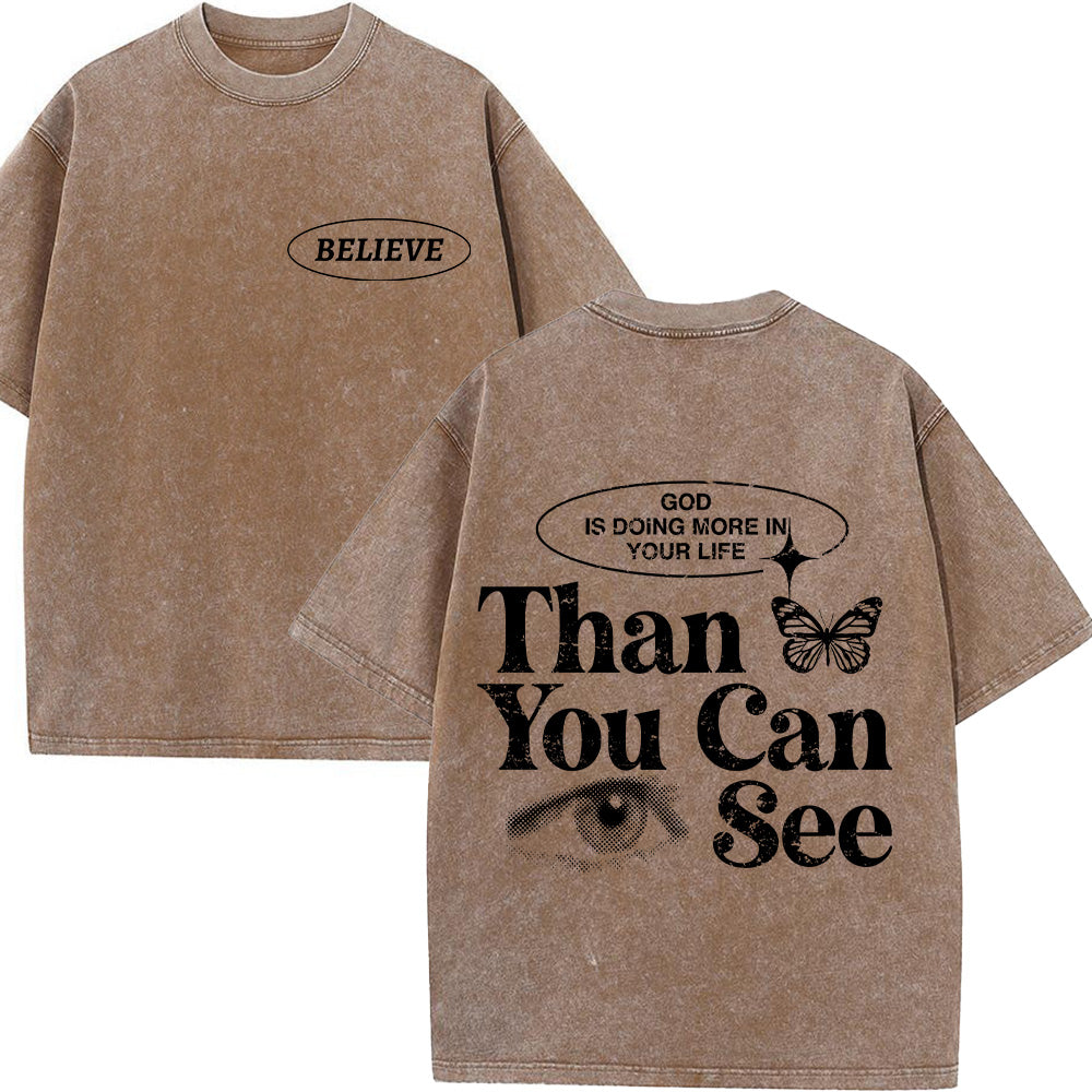 Believe In Faith Graphic Christian Unisex Washed T-Shirt