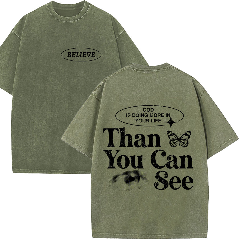 Believe In Faith Graphic Christian Unisex Washed T-Shirt