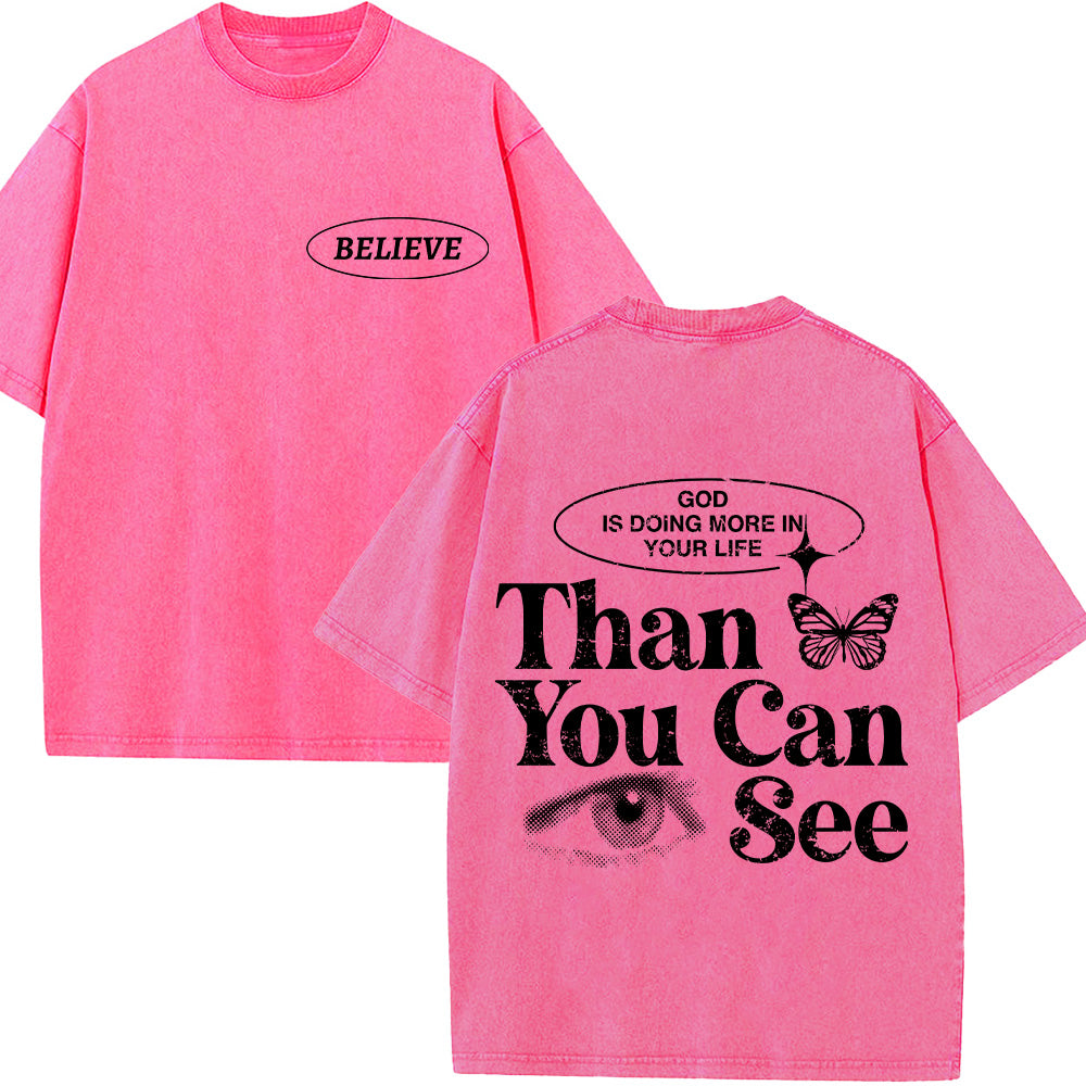 Believe In Faith Graphic Christian Unisex Washed T-Shirt