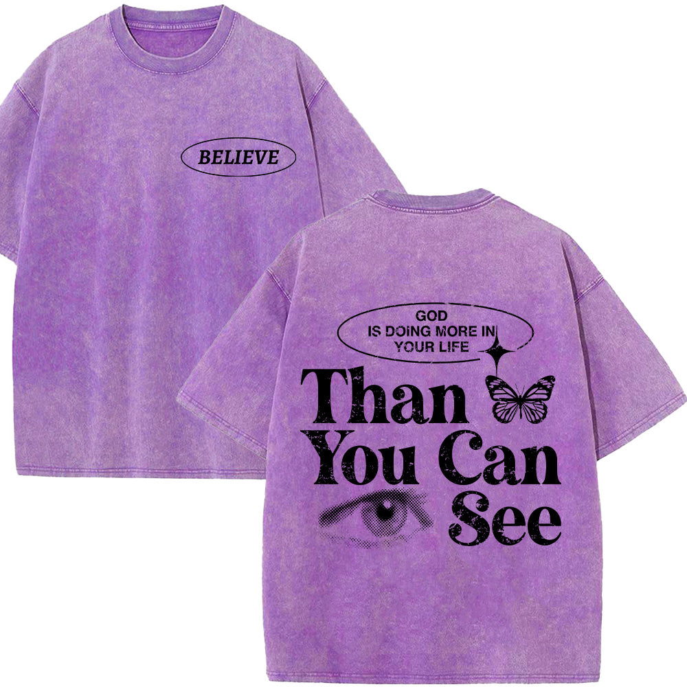 Believe In Faith Graphic Christian Unisex Washed T-Shirt