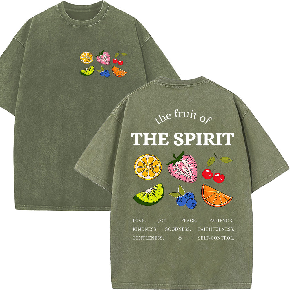 The Fruit of the Spirit Fruit Graphic Christian Unisex Washed T-Shirt