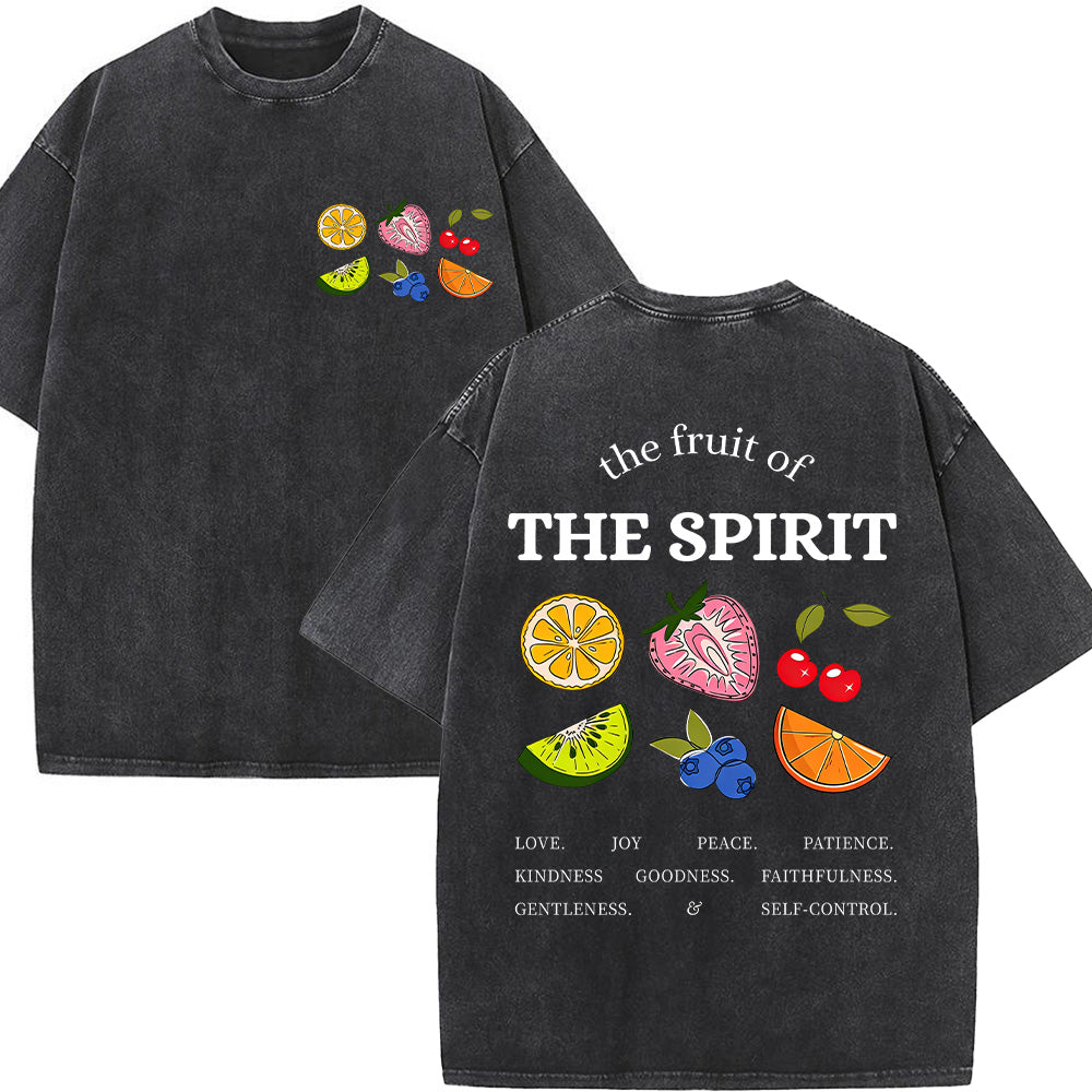 The Fruit of the Spirit Fruit Graphic Christian Unisex Washed T-Shirt