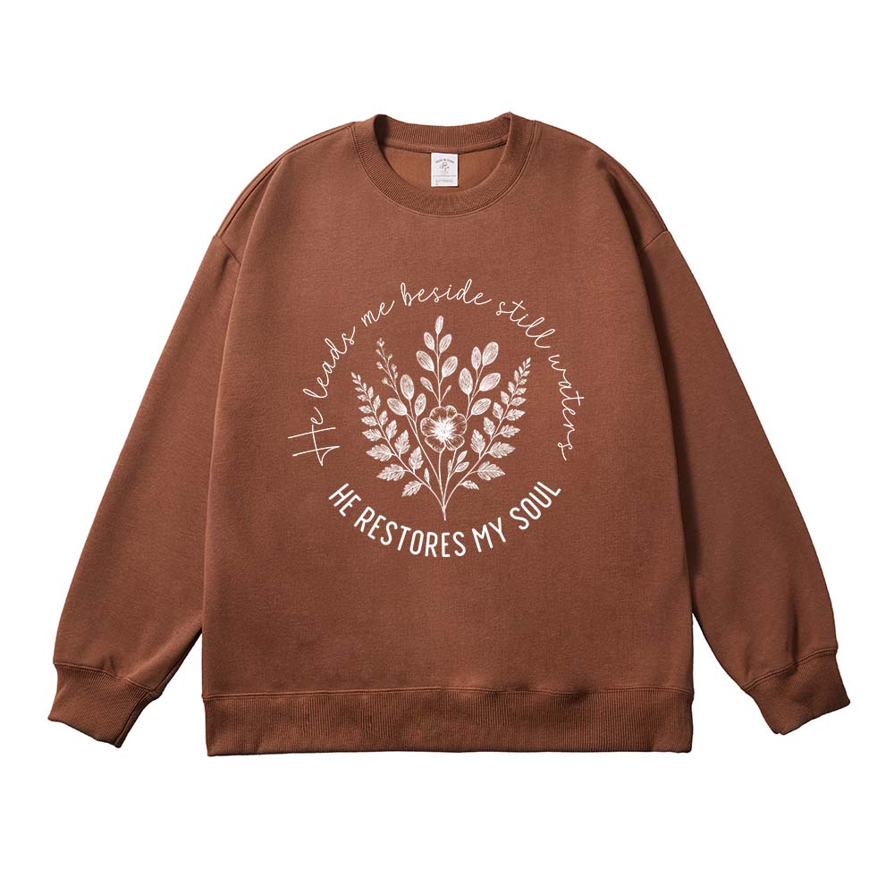 He Leads Me Beside Still Waters Christian Unisex Cotton Sweatshirt