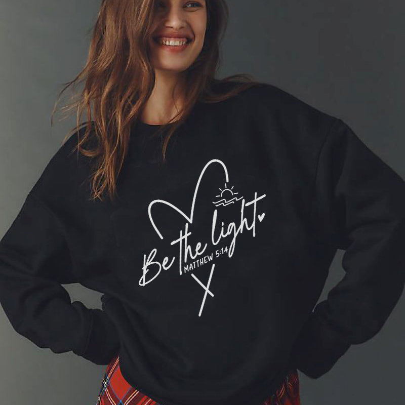 Be the Light Heart & Cross Christian Unisex Cotton Sweatshirt