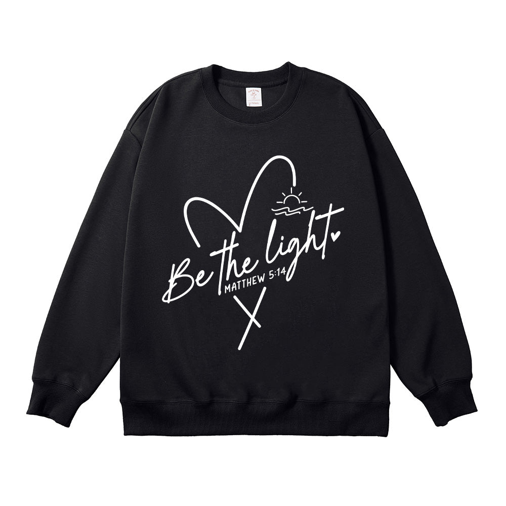 Be the Light Heart & Cross Christian Unisex Cotton Sweatshirt
