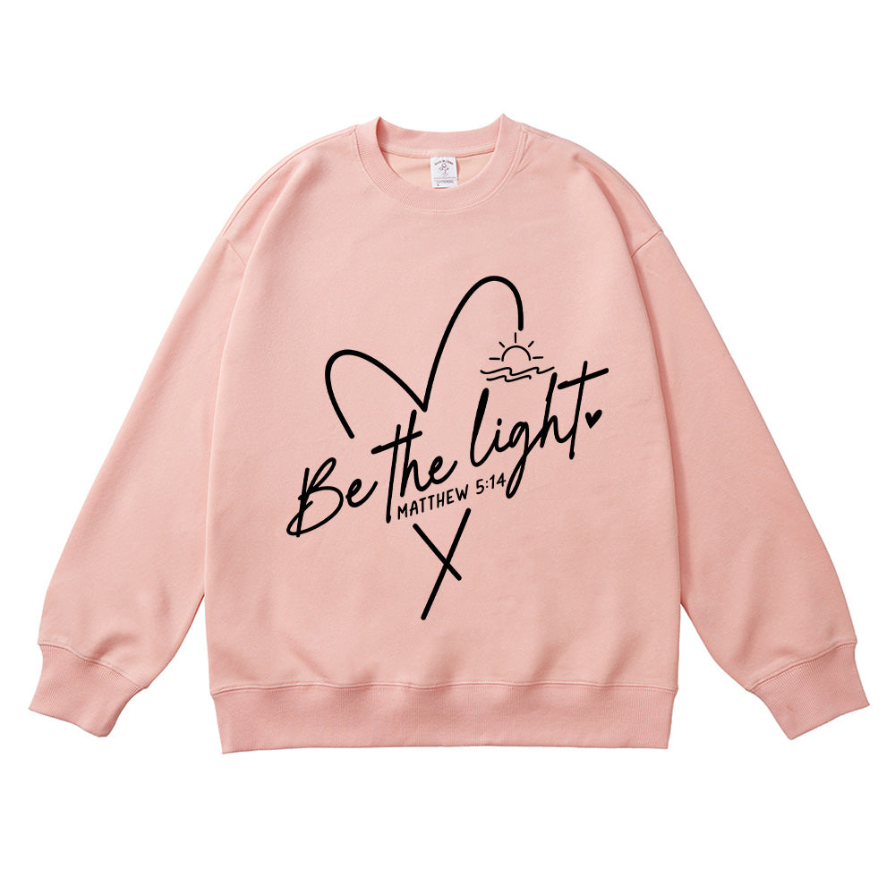 Be the Light Heart & Cross Christian Unisex Cotton Sweatshirt