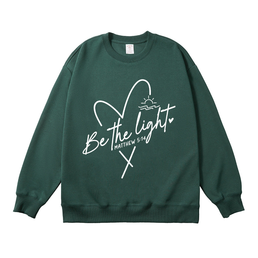 Be the Light Heart & Cross Christian Unisex Cotton Sweatshirt