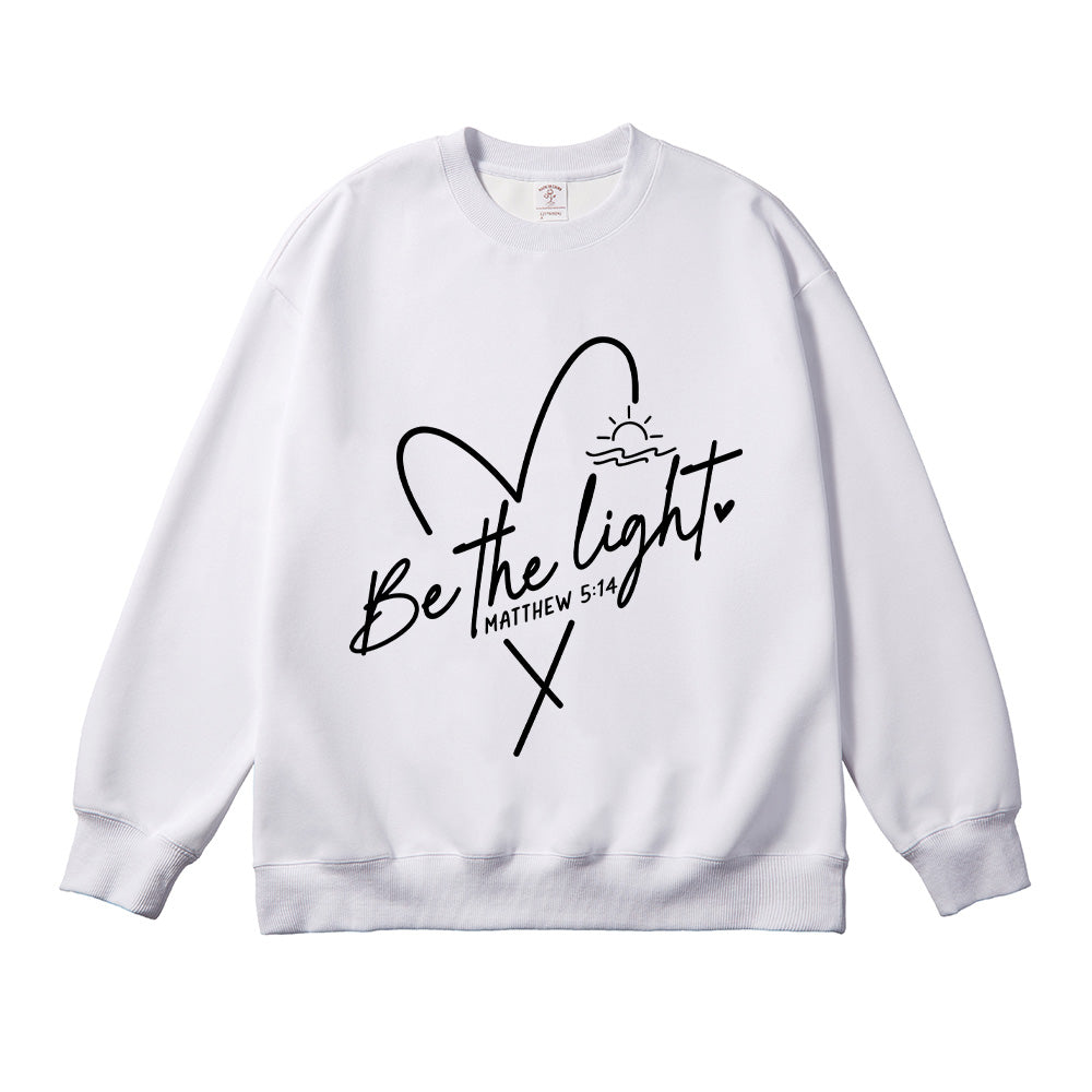 Be the Light Heart & Cross Christian Unisex Cotton Sweatshirt