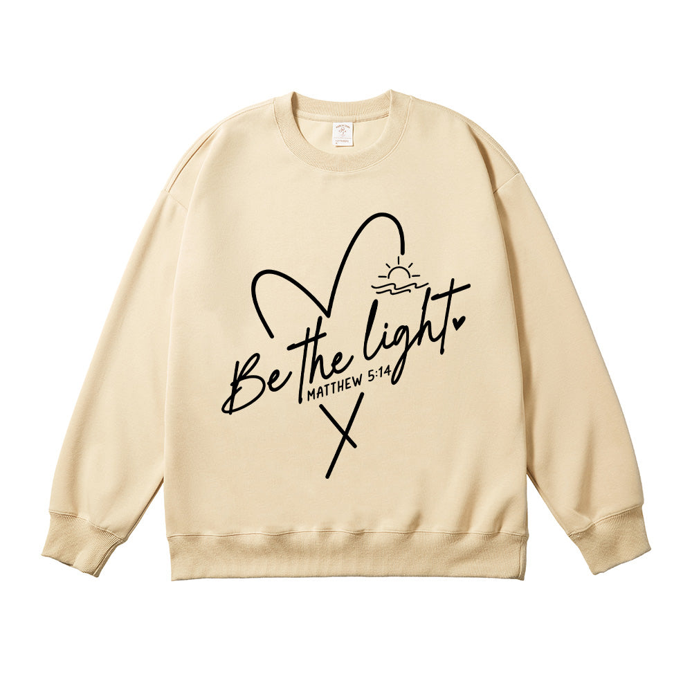 Be the Light Heart & Cross Christian Unisex Cotton Sweatshirt