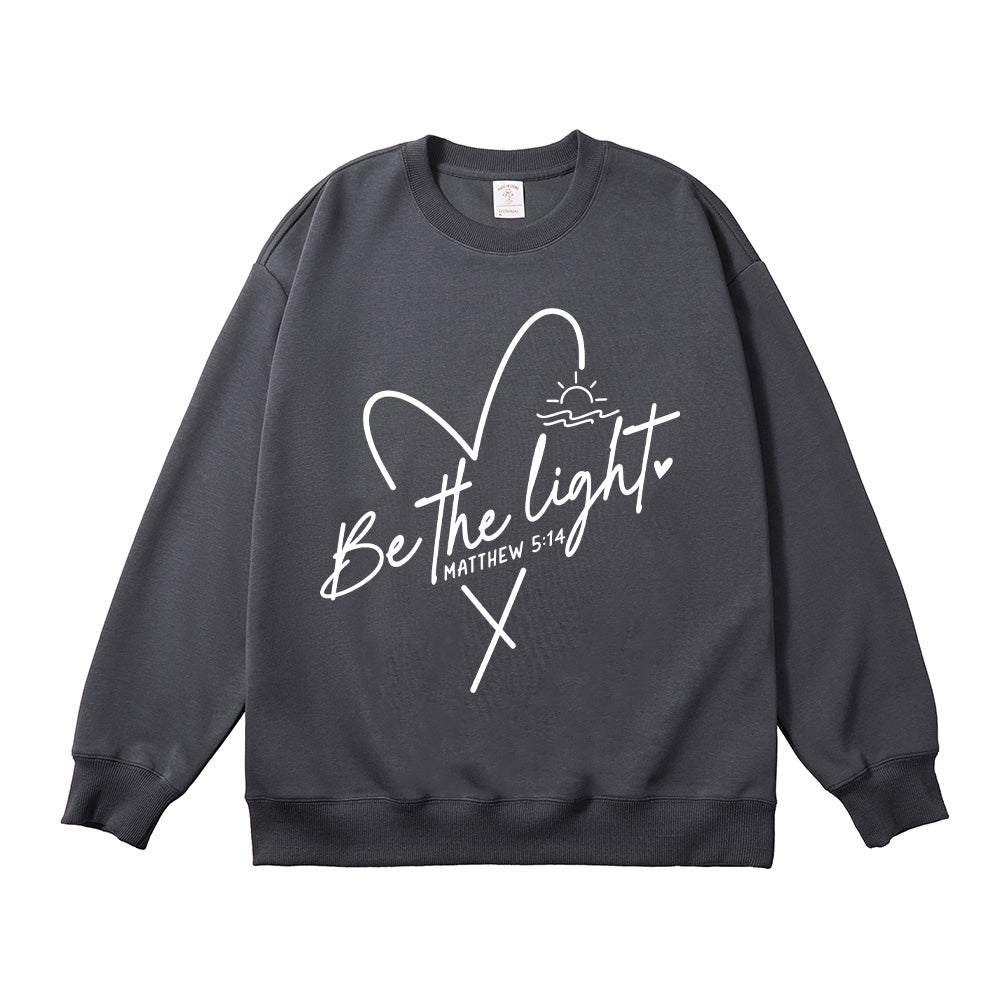 Be the Light Heart & Cross Christian Unisex Cotton Sweatshirt