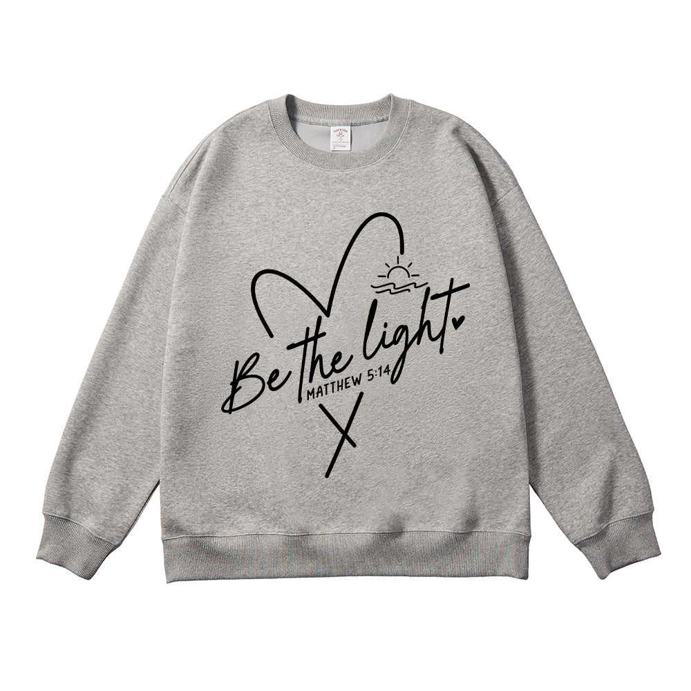 Be the Light Heart & Cross Christian Unisex Cotton Sweatshirt