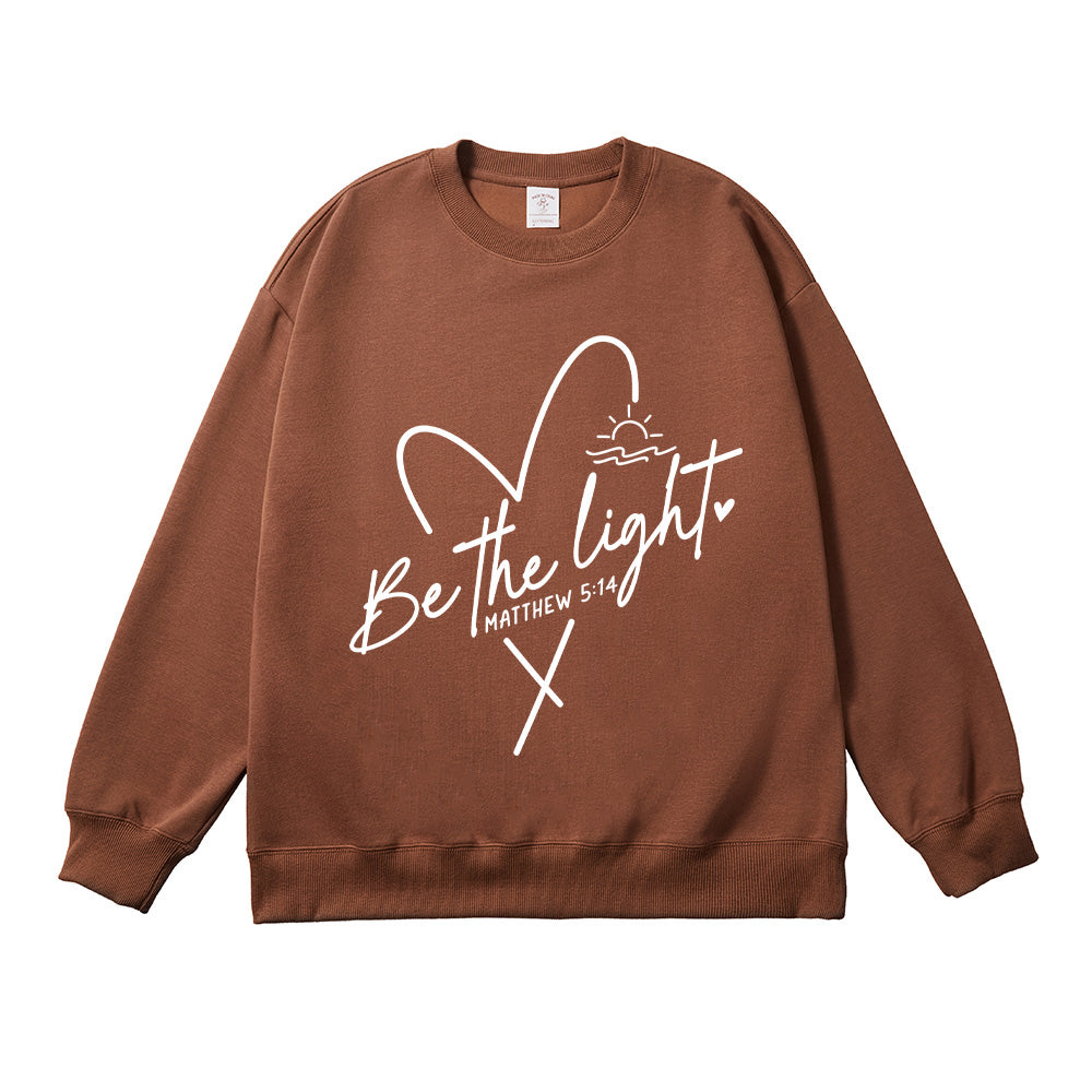 Be the Light Heart & Cross Christian Unisex Cotton Sweatshirt