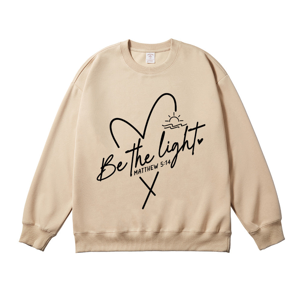 Be the Light Heart & Cross Christian Unisex Cotton Sweatshirt