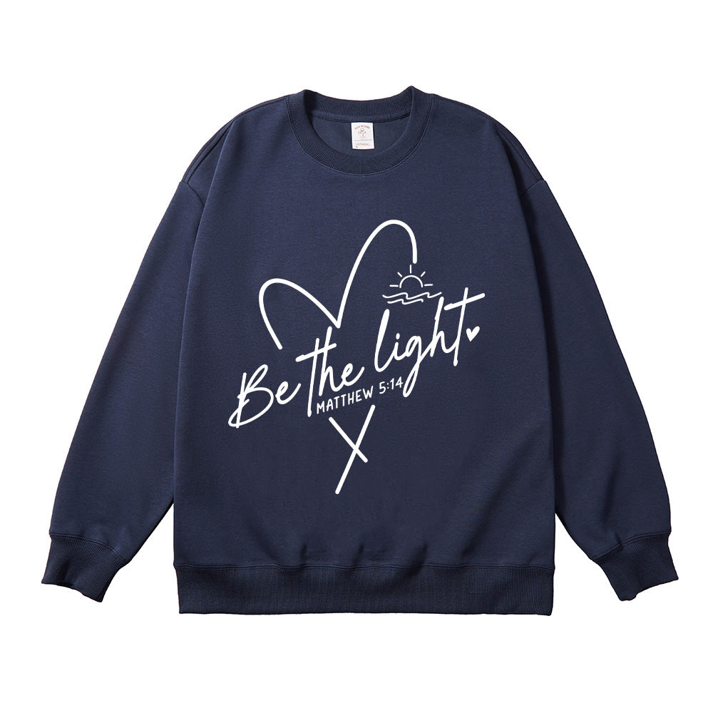 Be the Light Heart & Cross Christian Unisex Cotton Sweatshirt