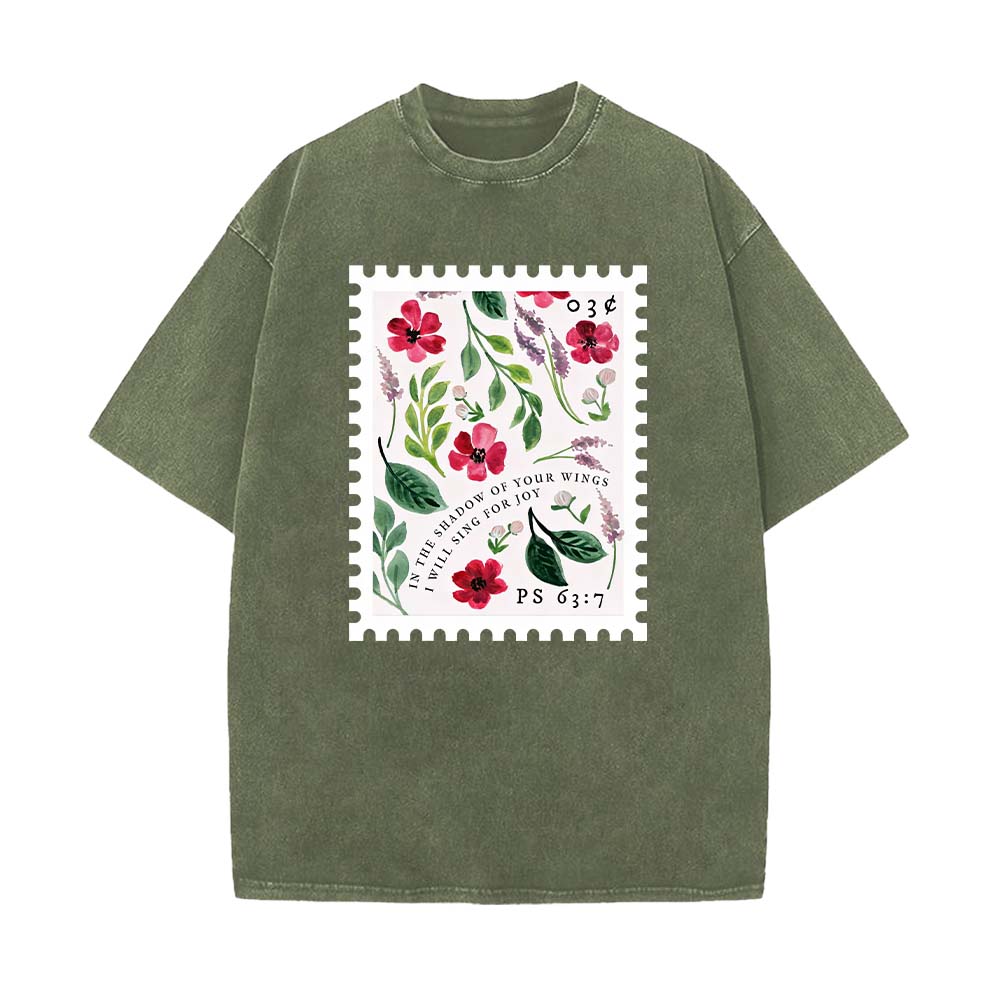 In The Shadow Of Your Wings Christian Unisex Washed T-shirt