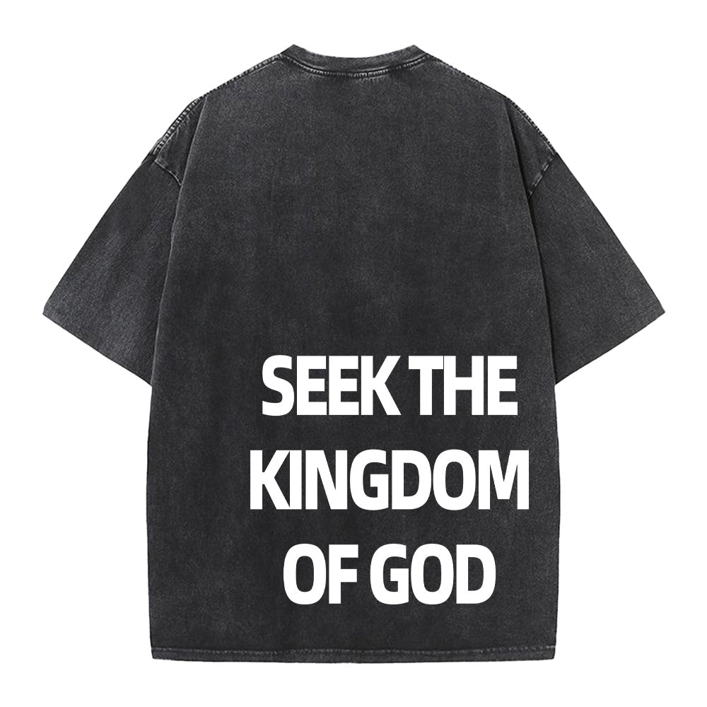 Seek the Kingdom of God Christian Unisex Washed T-Shirt