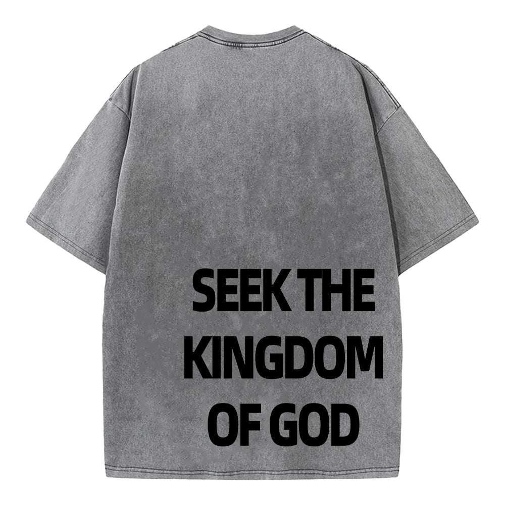 Seek the Kingdom of God Christian Unisex Washed T-Shirt
