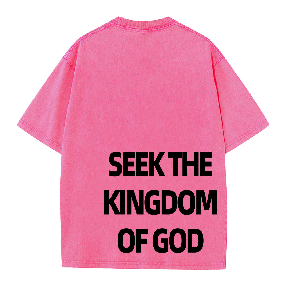 Seek the Kingdom of God Christian Unisex Washed T-Shirt