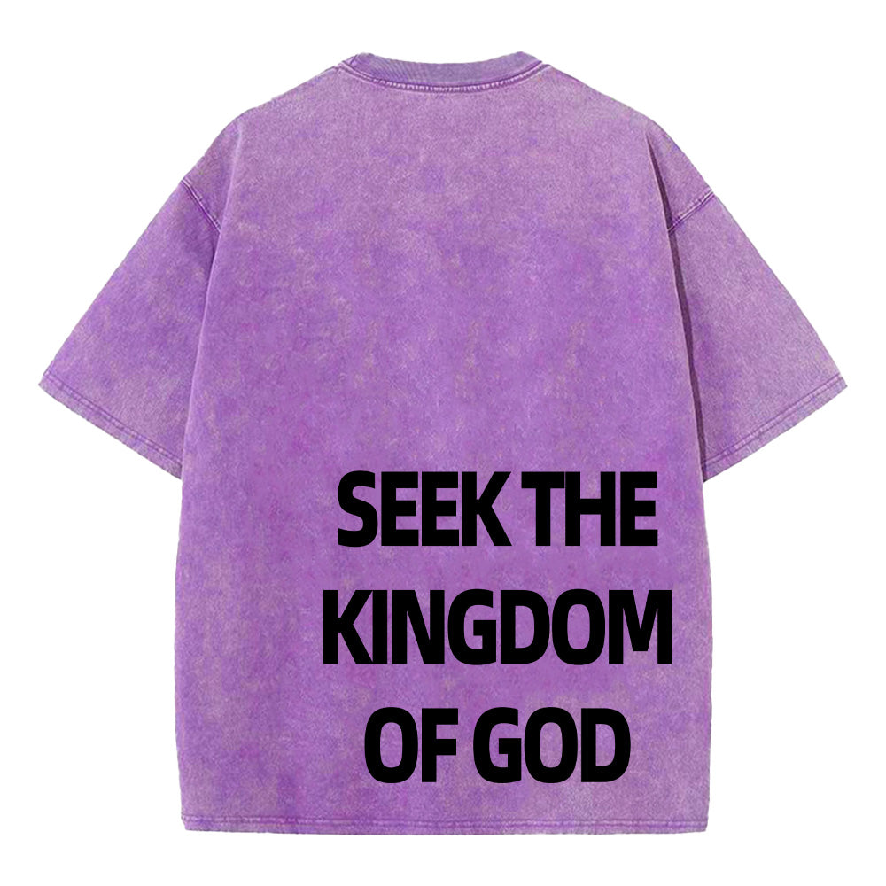 Seek the Kingdom of God Christian Unisex Washed T-Shirt