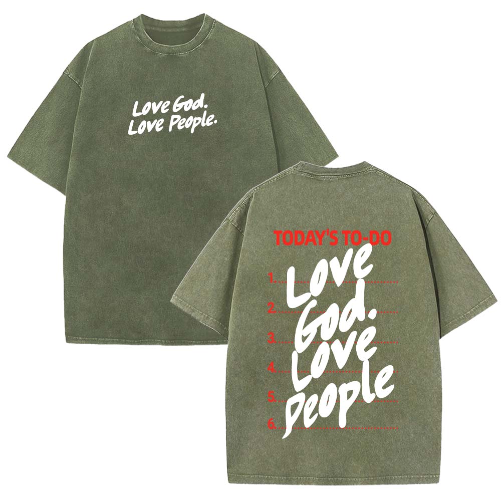 Love God Love People Christian Unisex Washed T-Shirt