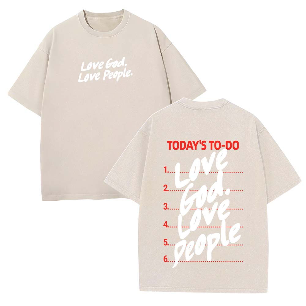 Love God Love People Christian Unisex Washed T-Shirt