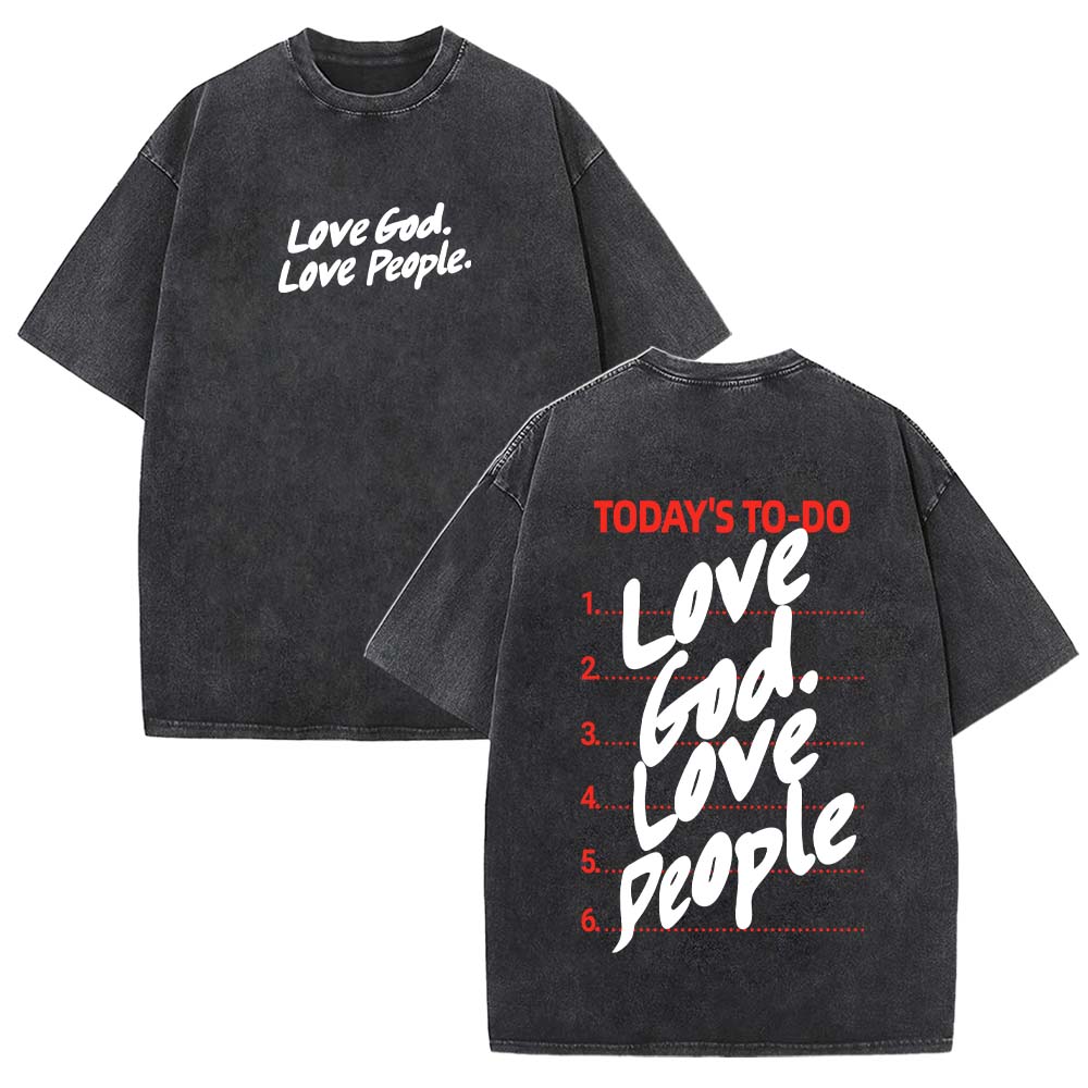 Love God Love People Christian Unisex Washed T-Shirt