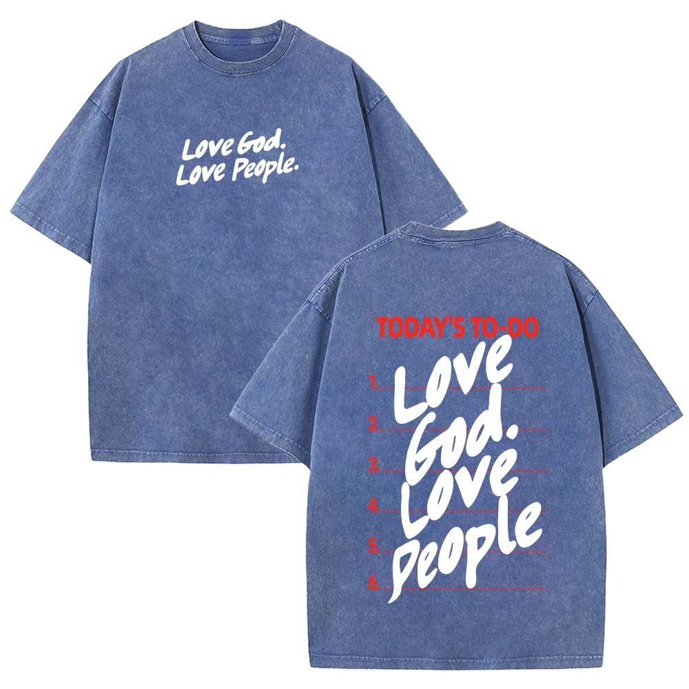 Love God Love People Christian Unisex Washed T-Shirt
