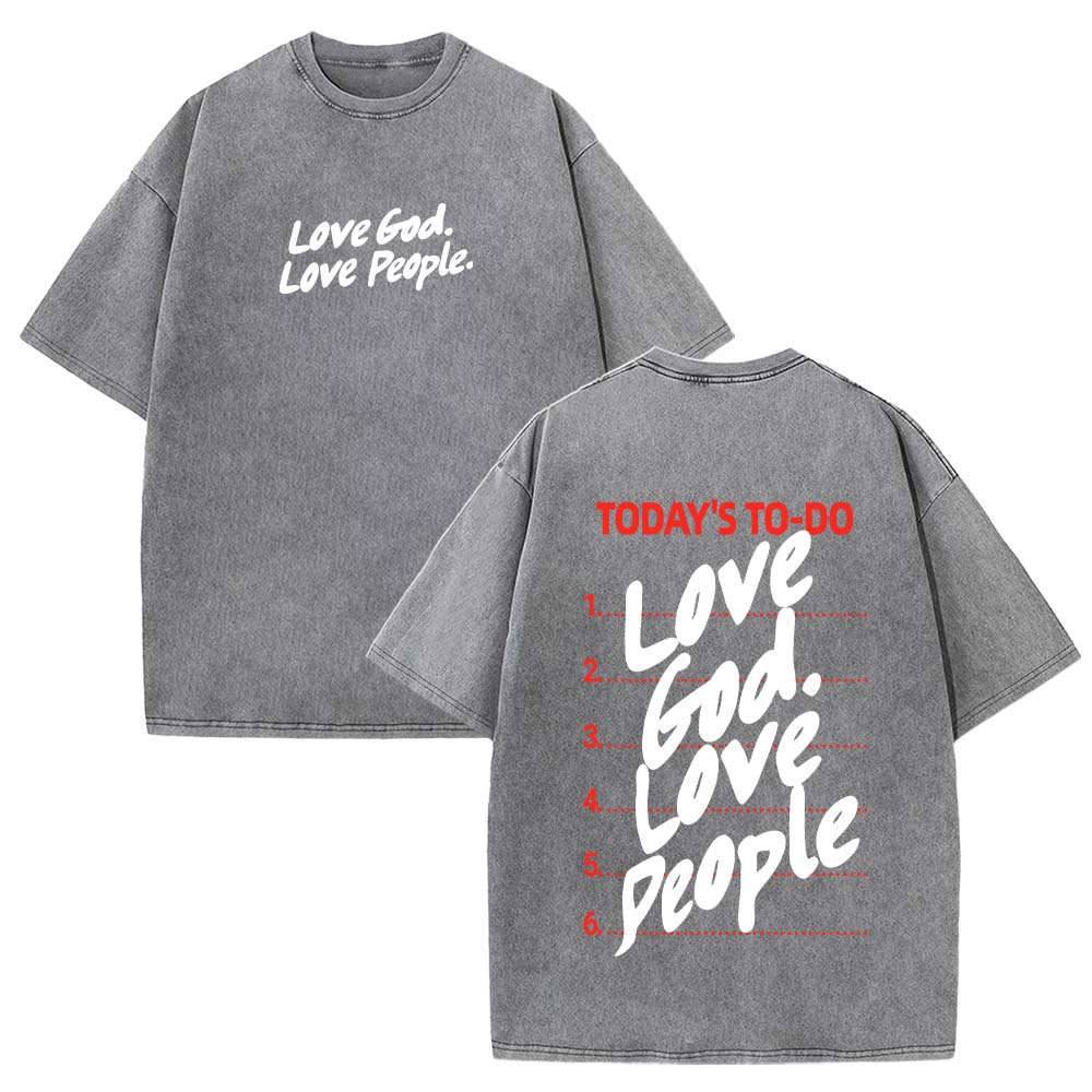 Love God Love People Christian Unisex Washed T-Shirt