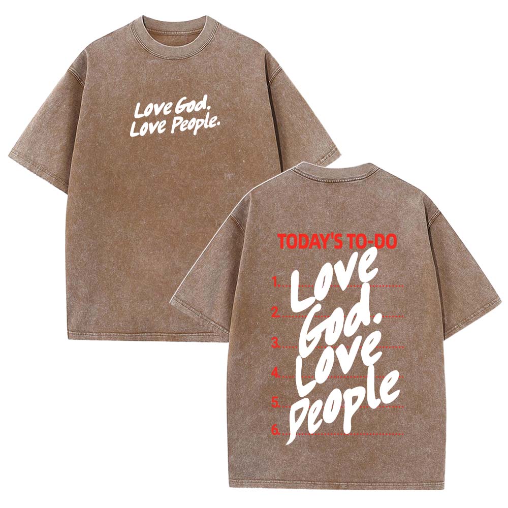 Love God Love People Christian Unisex Washed T-Shirt