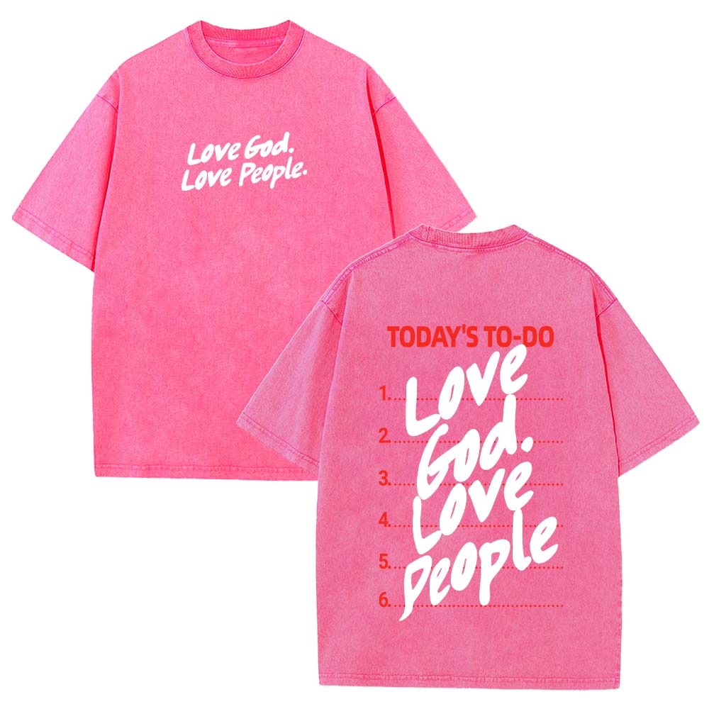 Love God Love People Christian Unisex Washed T-Shirt