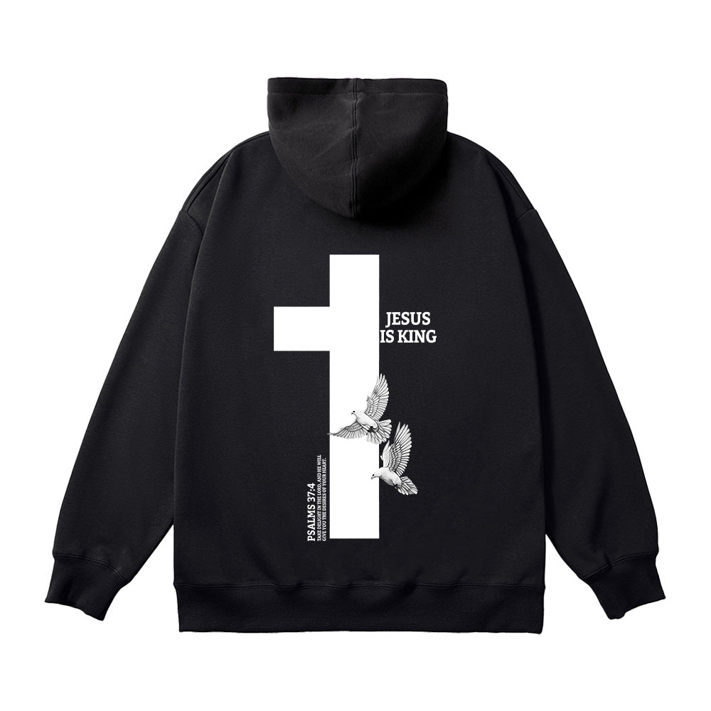 Jesus Is King Cross Print Unisex Cotton Hoodie
