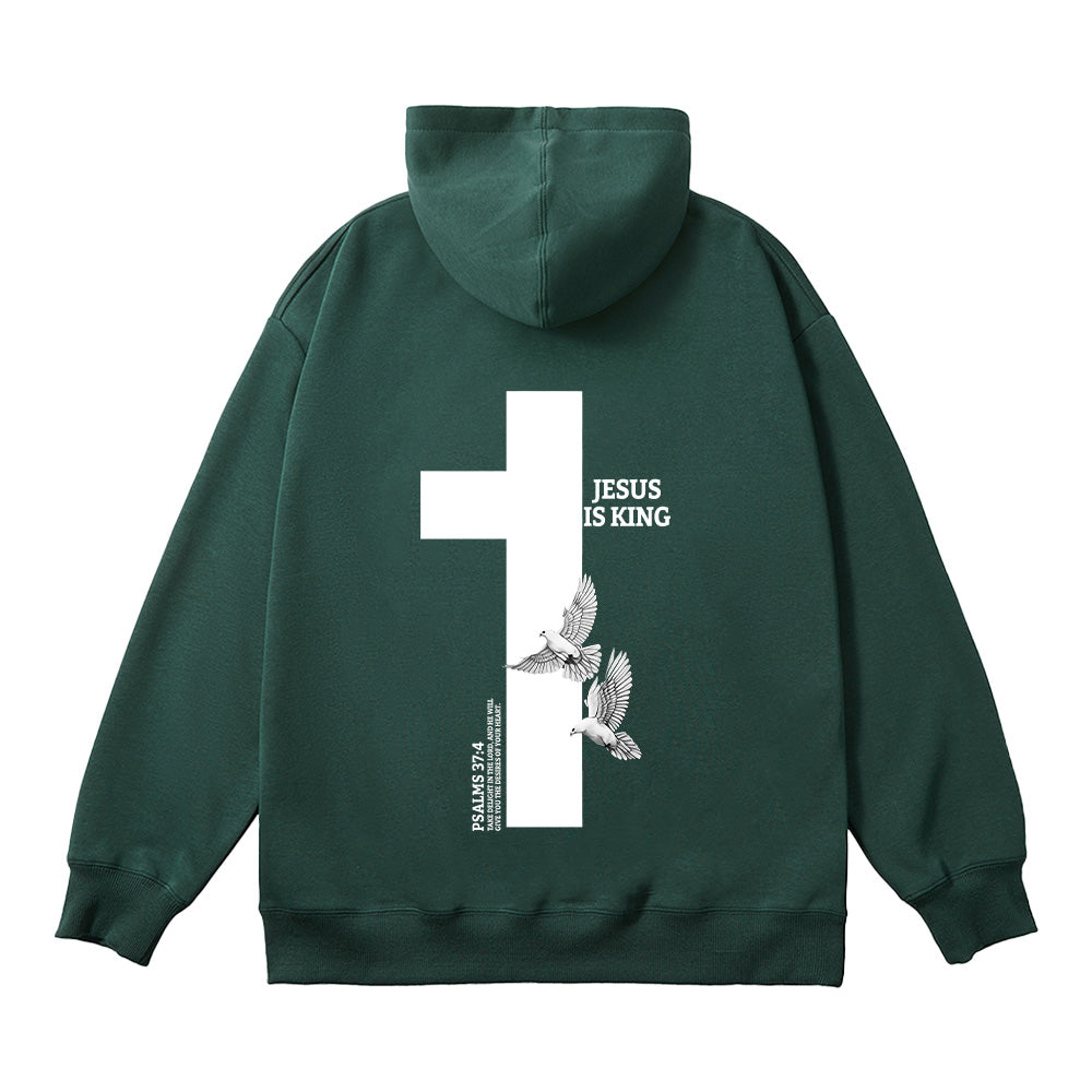 Jesus Is King Cross Print Unisex Cotton Hoodie