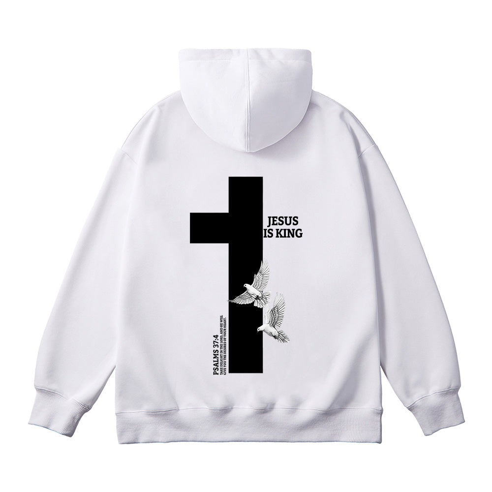 Jesus Is King Cross Print Unisex Cotton Hoodie