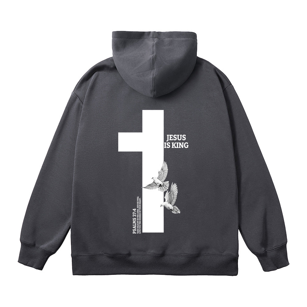 Jesus Is King Cross Print Unisex Cotton Hoodie