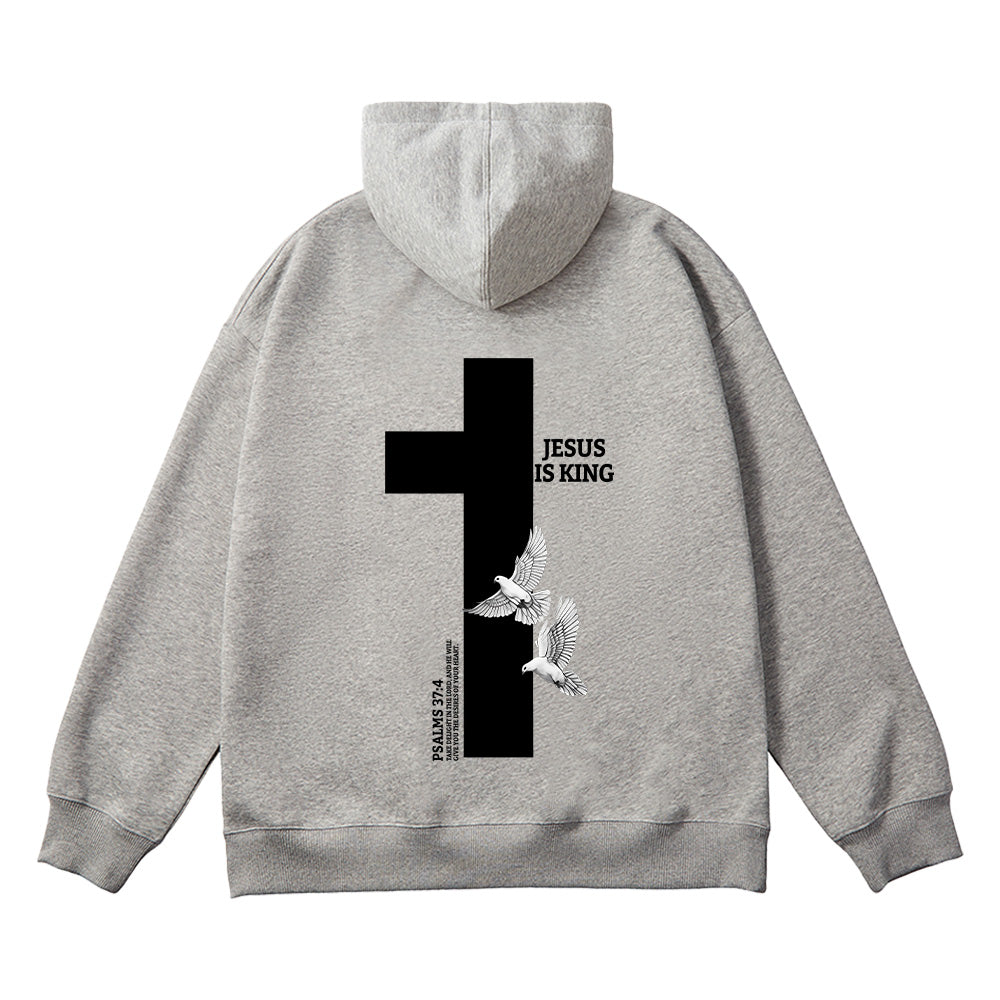 Jesus Is King Cross Print Unisex Cotton Hoodie