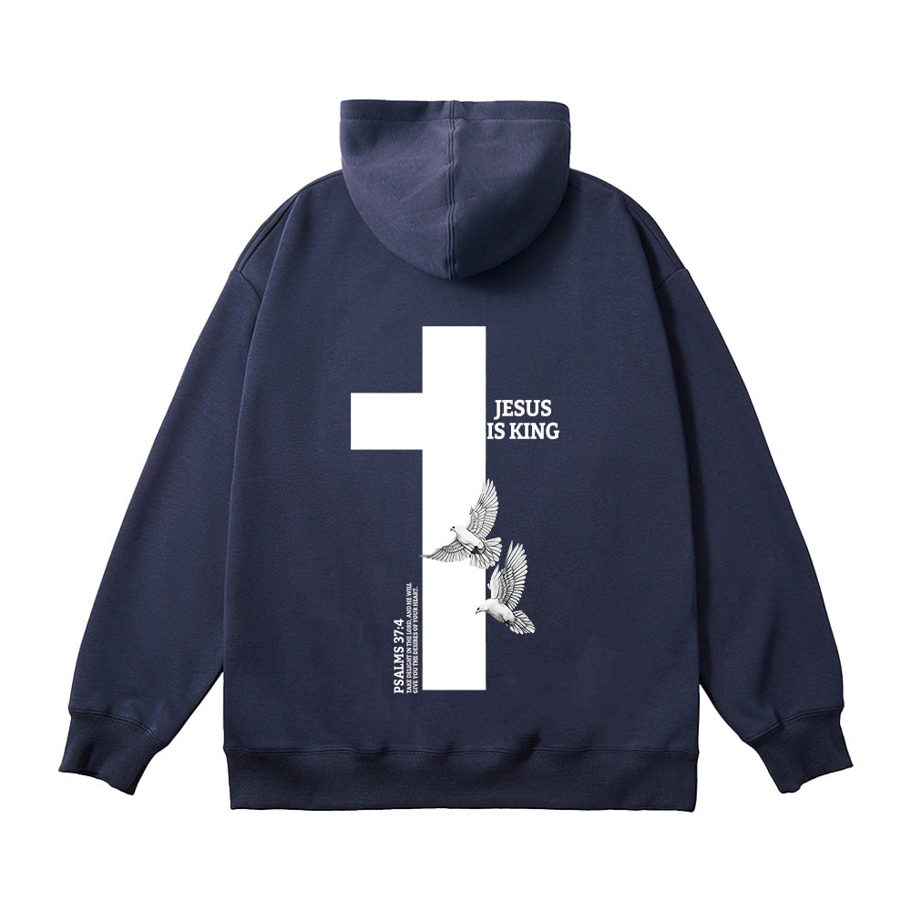 Jesus Is King Cross Print Unisex Cotton Hoodie