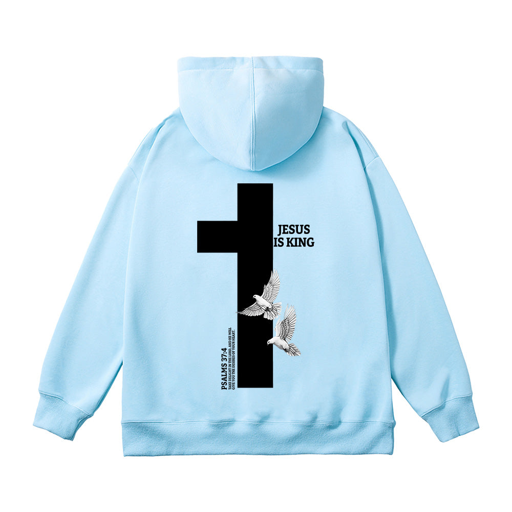 Jesus Is King Cross Print Unisex Cotton Hoodie