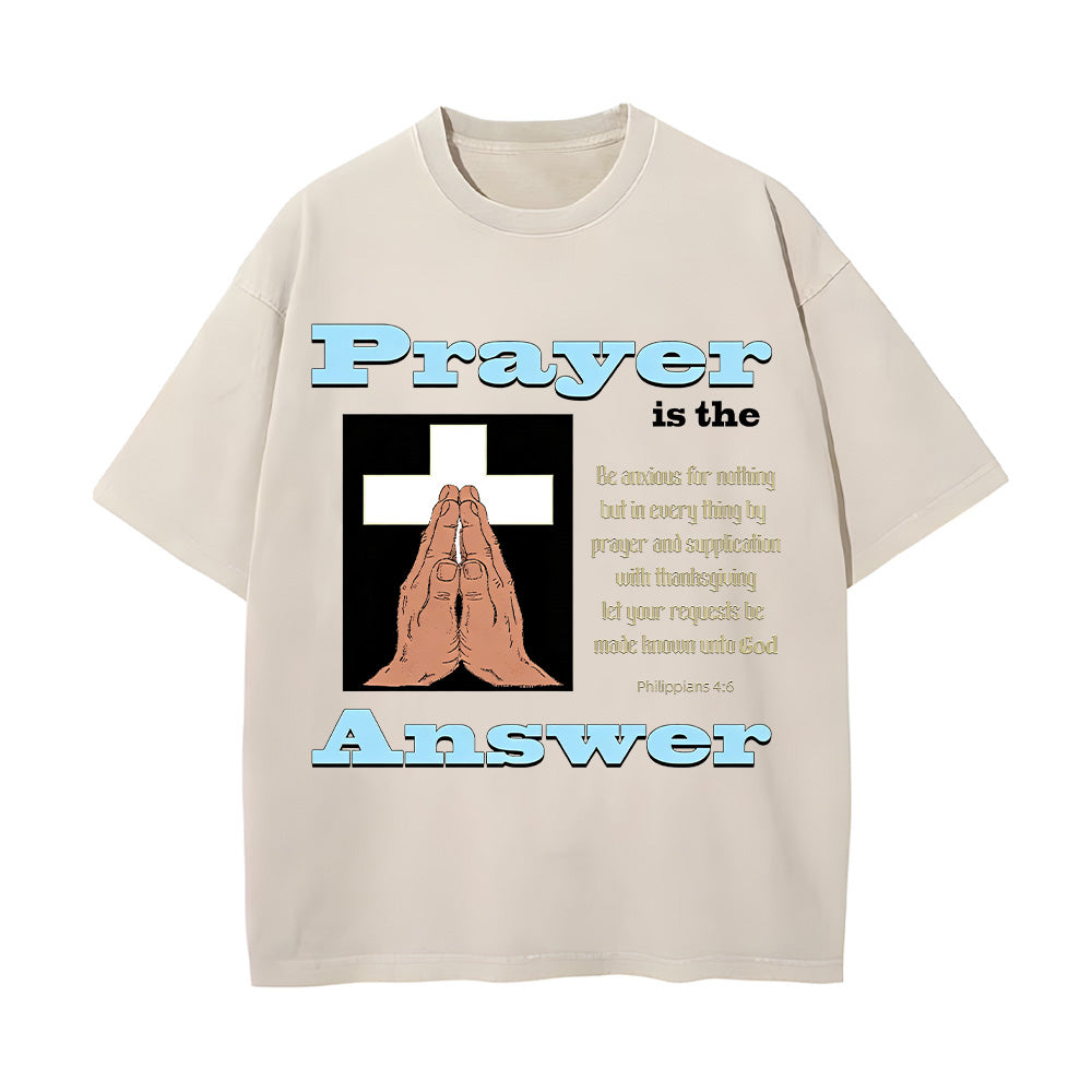Prayer is the Answer Christian Unisex Washed T-Shirt