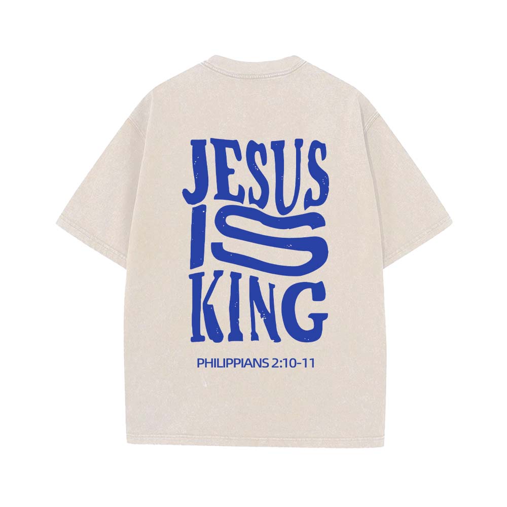 Jesus Is King Christian Unisex Washed T-Shirt