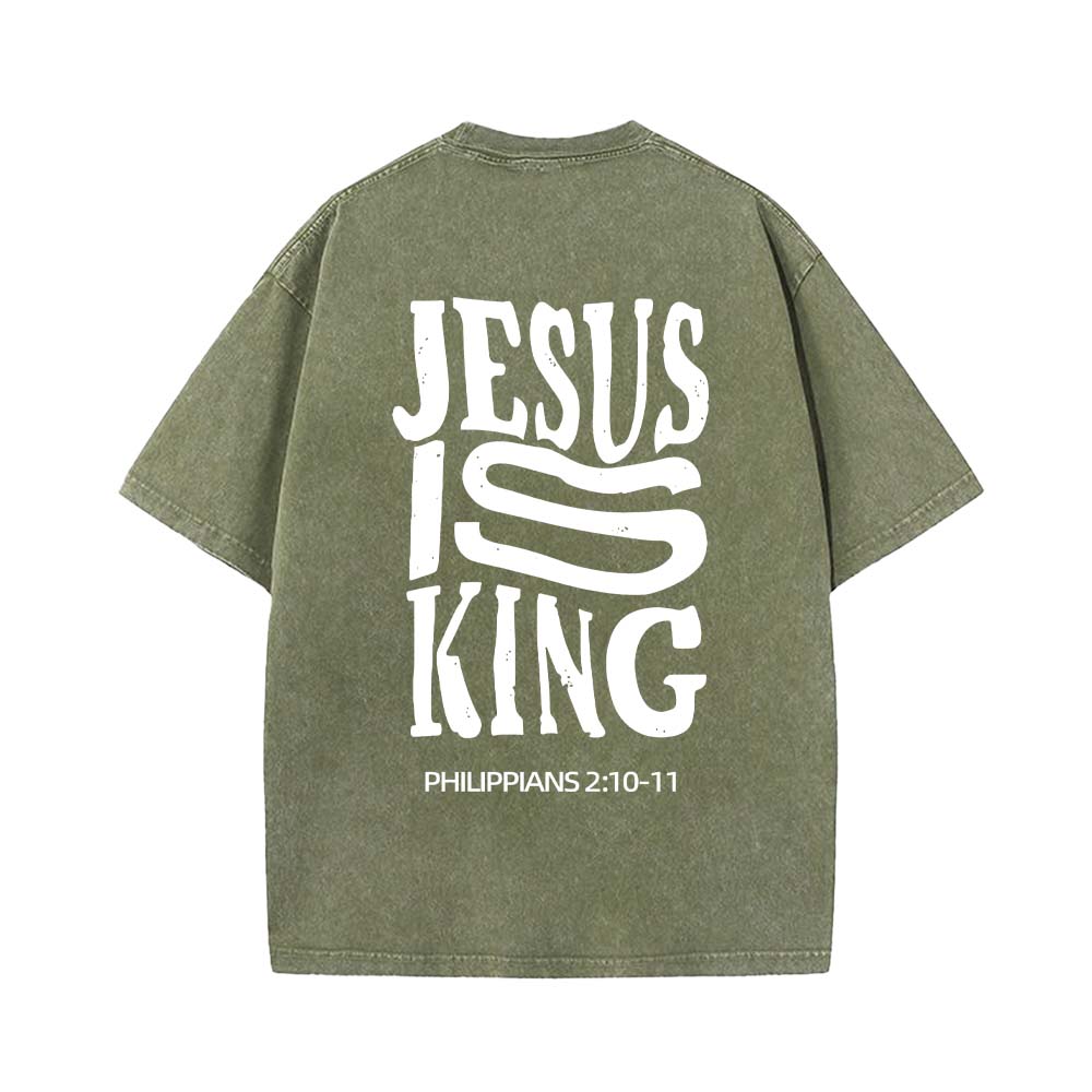 Jesus Is King Christian Unisex Washed T-Shirt