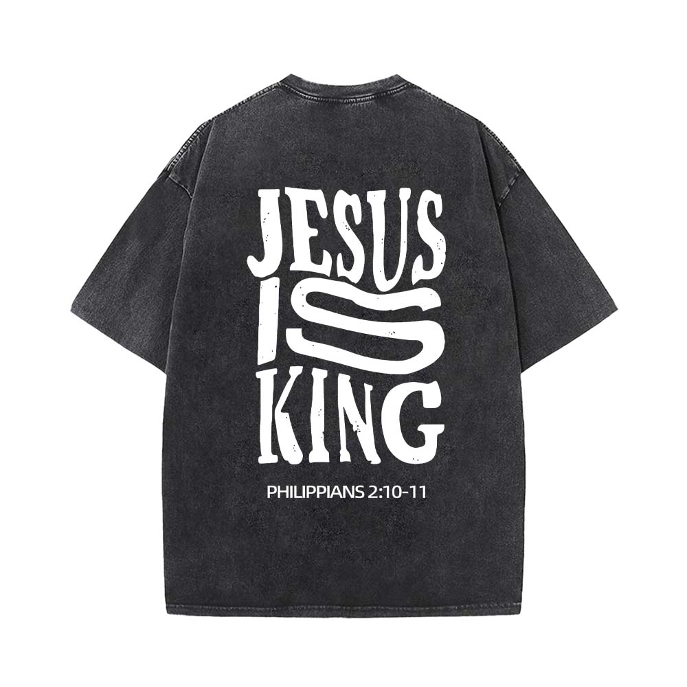 Jesus Is King Christian Unisex Washed T-Shirt
