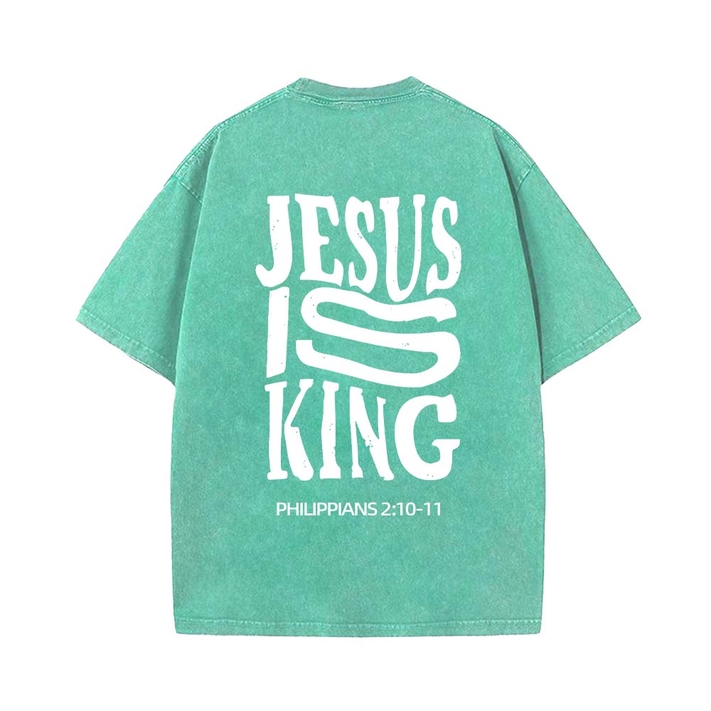 Jesus Is King Christian Unisex Washed T-Shirt