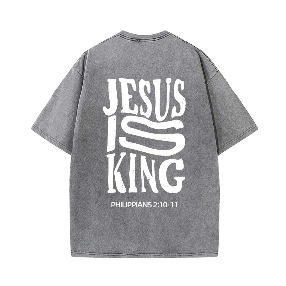 Jesus Is King Christian Unisex Washed T-Shirt